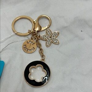 Gold and Black Flower Keychain